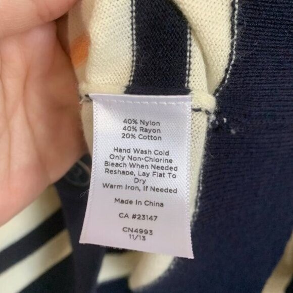 Talbots Womens Medium Petite Ivory Striped Cardigan Pockets Lightweight Layering - Picture 7 of 9